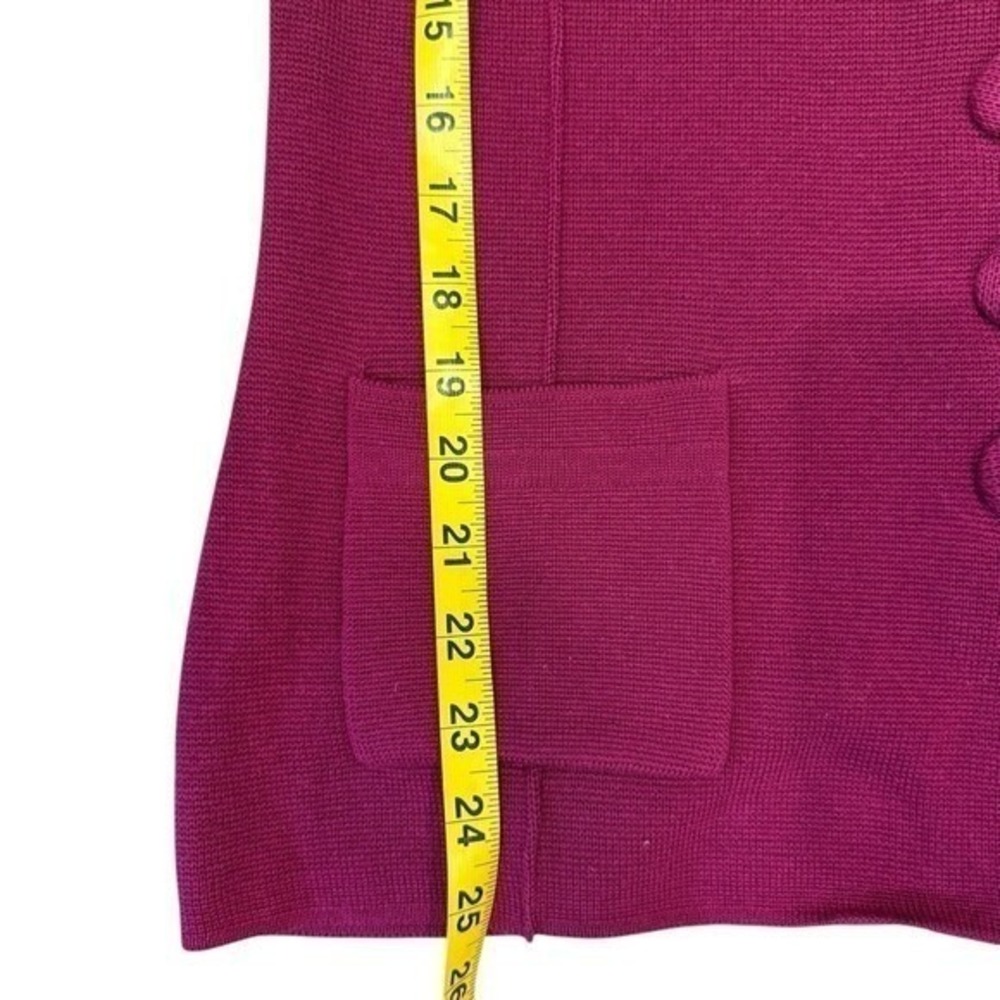 Grace Milano Cardigan Women Large Magenta Purple Cotton Knit Blazer Button Front - Picture 6 of 7